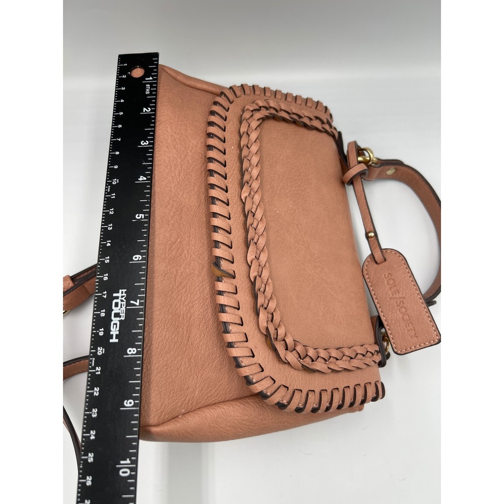Sole Society Cassi Dusty Rose Pink Whipstitch‎ Vegan Leather Crossbody Satchel - Picture 7 of 10